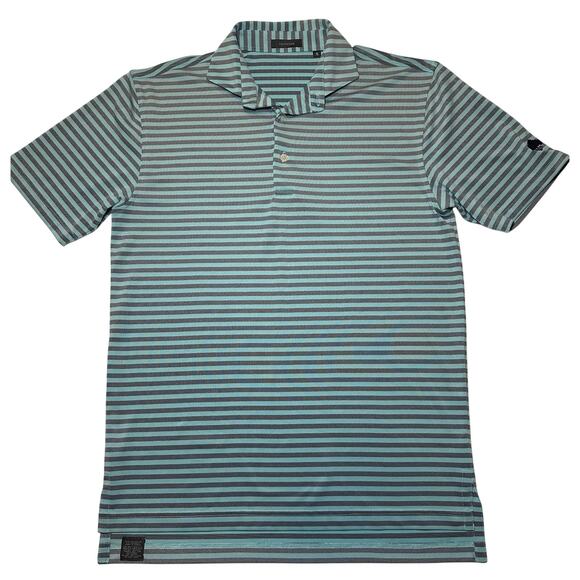 Turtleson Performance Blue Gray Striped Golf Polo Shirt Mens Size Small - Picture 1 of 7